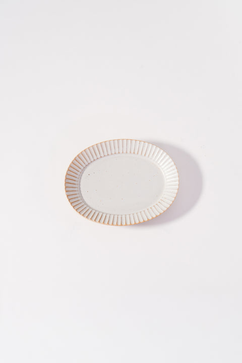 Kachosen Oval Platter With Folding-Fan Pattern Small