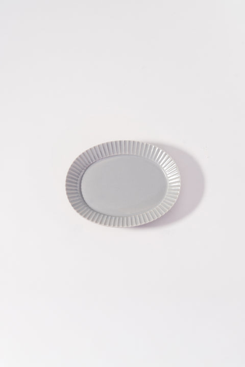 Kachosen Oval Platter With Folding-Fan Pattern Small