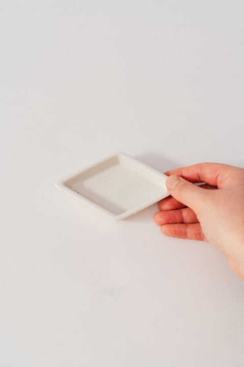 Mino Ware "Obanzai" Mini Plate Rhombus White