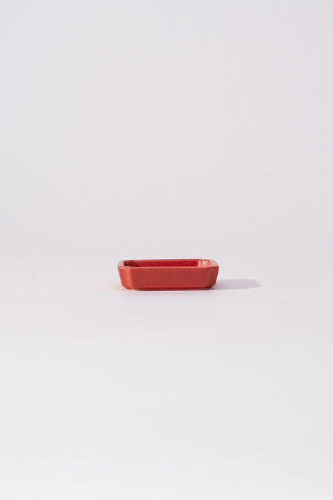 Mino Ware "Obanzai" Mini Plate Tsubaki Red
