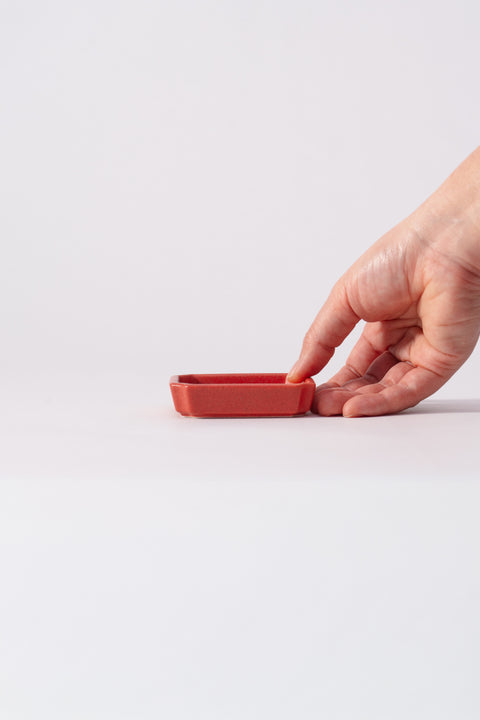 Mino Ware "Obanzai" Mini Plate Tsubaki Red