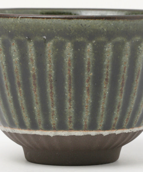 Mino Ware Black Soil Tokusa Rice Bowl