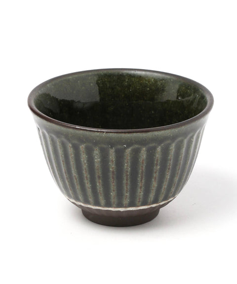 Mino Ware Black Soil Tokusa Rice Bowl