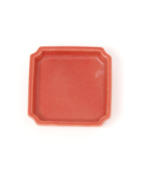 Mino Ware "Obanzai" Mini Plate Tsubaki Red